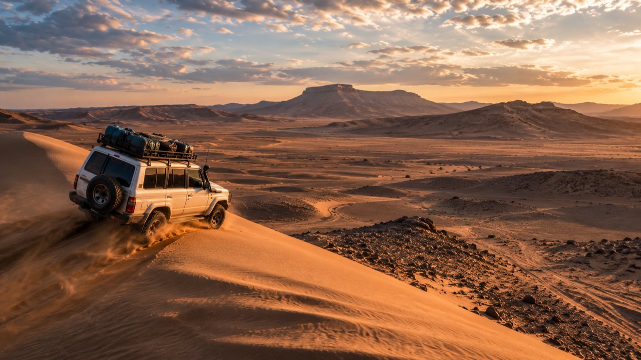 4x4 escalando dunas de arena — Erfoud